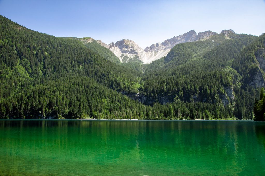 Montagne dell'Adamello Brenta dietro al lago di Tovel