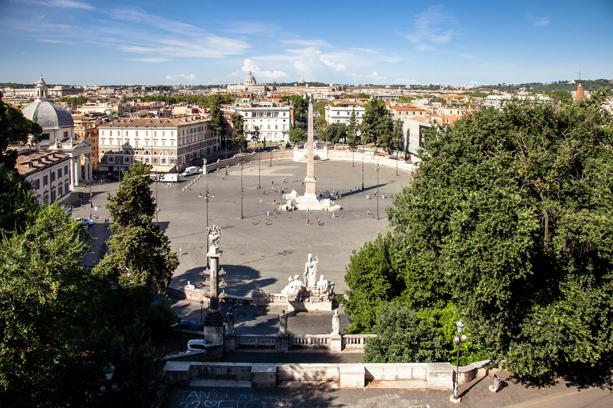 Piazza del Popolo di Roma vista dall'alto