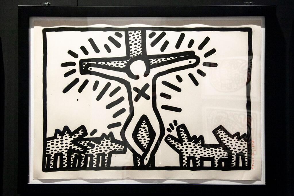 Keith Haring - Stampa di Crocifissione con cani - 1982