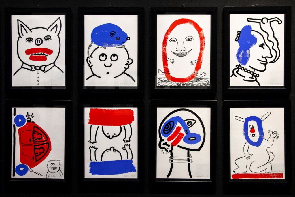 The story of Red and Blue - Litografie del 1989 di Keith Haring