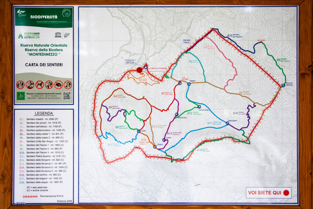Mappa dei sentieri della Riserva Naturale di Montedimezzo