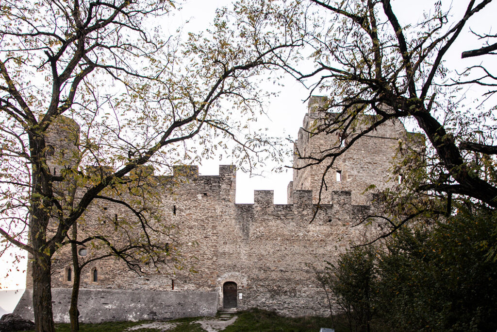 Profilo e ingresso al castello Tourbillon